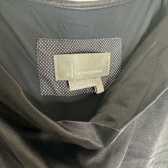 Anthropologie Elyse Satin Slip Dress Cowl Neck Midi Classic Black - Size Large - Picture 3 of 10